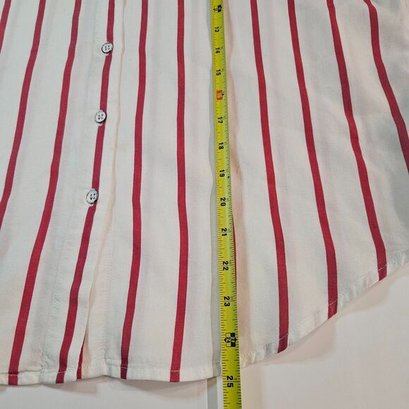 Rag and Bone XS Oversized Nautical Short Sleeved Red Striped Button Up Top - Picture 5 of 6